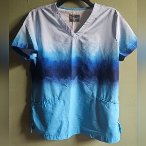 Butter Soft Blue Ombre Scrub Top